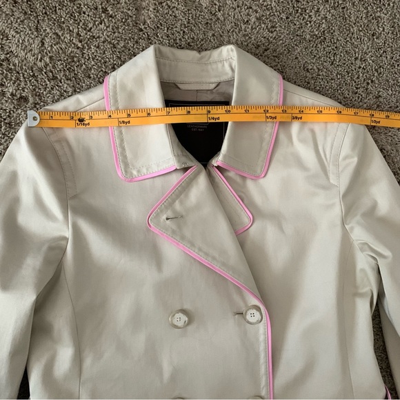 COACH Classic Double Breasted Trench Coat Beige with Pink Trim Size Large - Picture 11 of 13